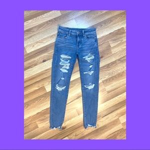 American Eagle jeans. Cropped at ankle. Size 0. Light washed.